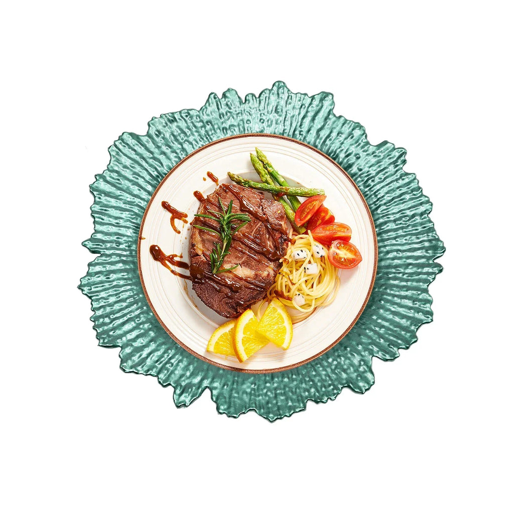 24*12.6in Round Charger Plates Plastic Reef Plate Banquet Dinner Tableware Deco